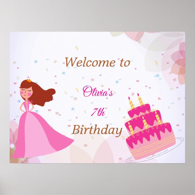 Poster Sinal de boas-vindas de aniversário da elegante pr (Frente)