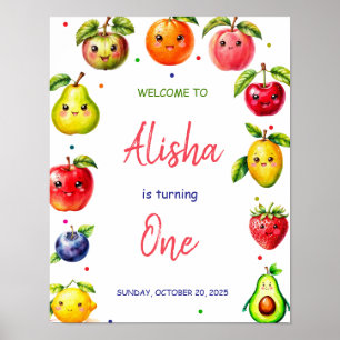 Poster Sinal de boas-vindas de aniversário da Fruta