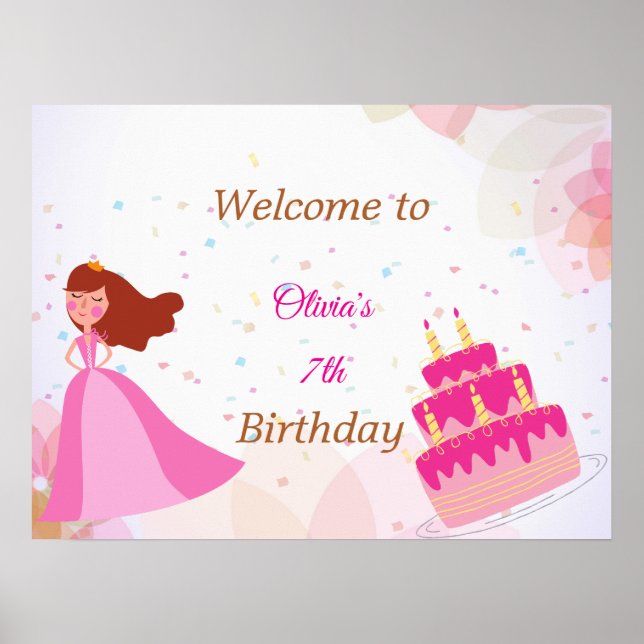 Poster Sinal de boas-vindas de aniversário da princesa Di (Frente)