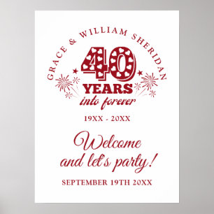 Poster Sinal de Boas-Vindas de Aniversário de 40 anos da