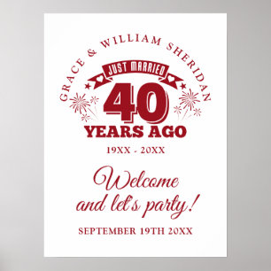 Poster Sinal de Boas-Vindas de Aniversário de 40 anos de