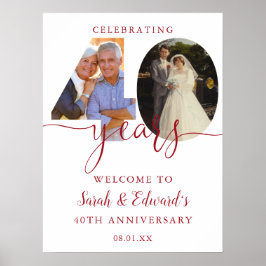 Poster Sinal de Boas-Vindas de Aniversário de 40 Anos de 