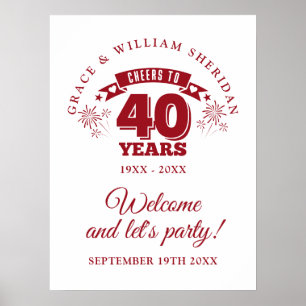 Poster Sinal De Boas-Vindas De Aniversário De 40 Anos Rub