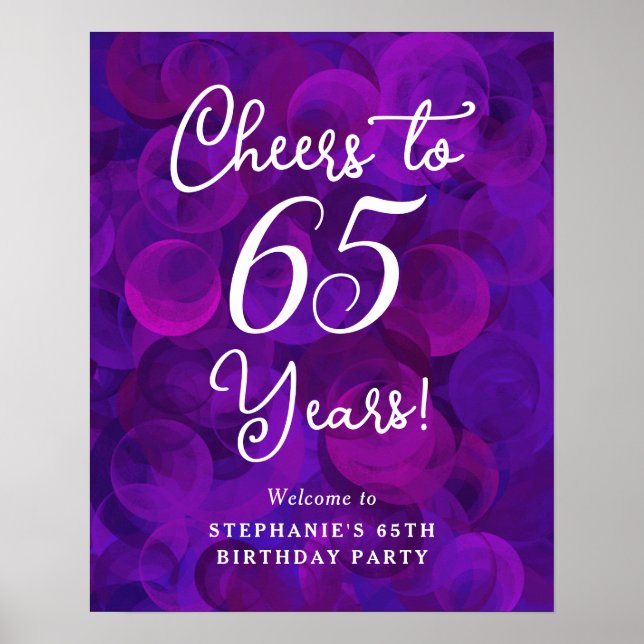 Poster Sinal de boas-vindas de aniversário de 65 anos (Frente)
