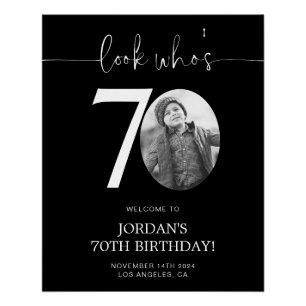 Pôster Sinal de boas-vindas de aniversário de 70 negro   