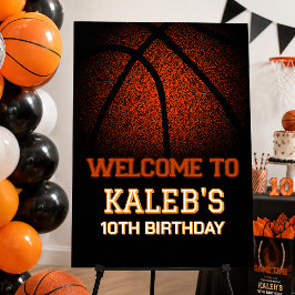 Poster Sinal de Boas-Vindas de Aniversário de Basquete Ho
