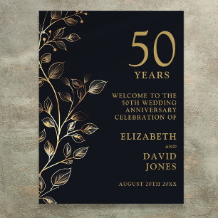 Poster Sinal de Boas-Vindas de Aniversário de Bodas de 50