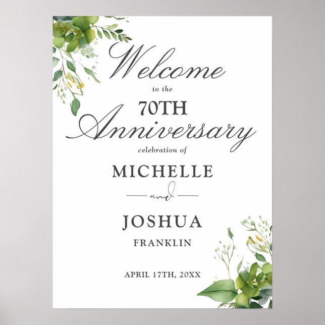 Poster Sinal de Boas-Vindas de Aniversário de Casamento d (Frente)