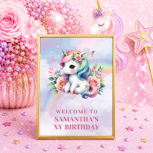 Poster Sinal de Boas-Vindas de Aniversário de Menina Unic