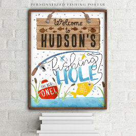 Poster Sinal de boas-vindas de aniversário de pesca