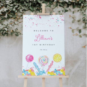 Poster Sinal de Boas-vindas de Aniversário do Compro Cand