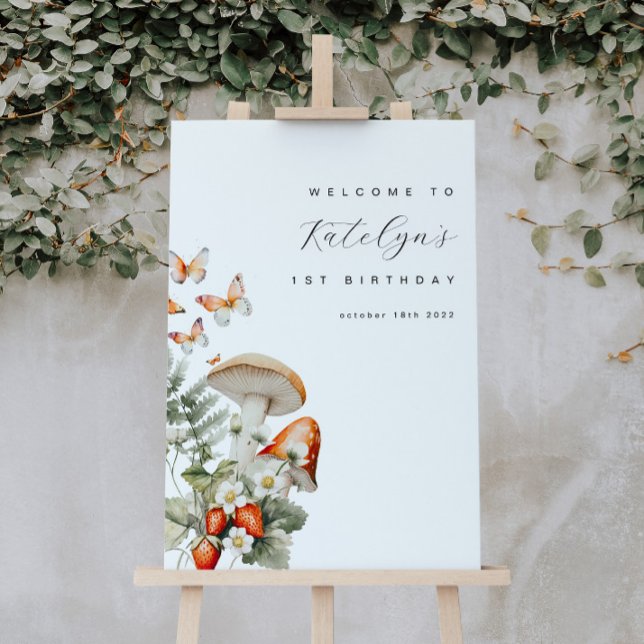 Poster Sinal de Boas-vindas de Aniversário e Morangos (Criador carregado)