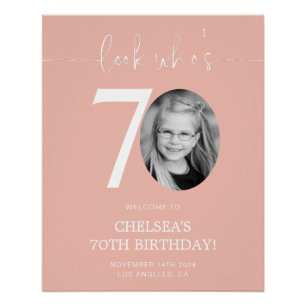 Pôster Sinal de Boas-vindas de Aniversário Rosa 70   Olha