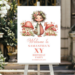 Poster Sinal de Boas-Vindas de Aniversário Rosa Caprichos