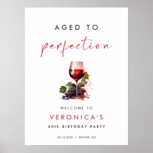 Poster Sinal de Boas-Vindas de Aniversário Vinho Envelhec