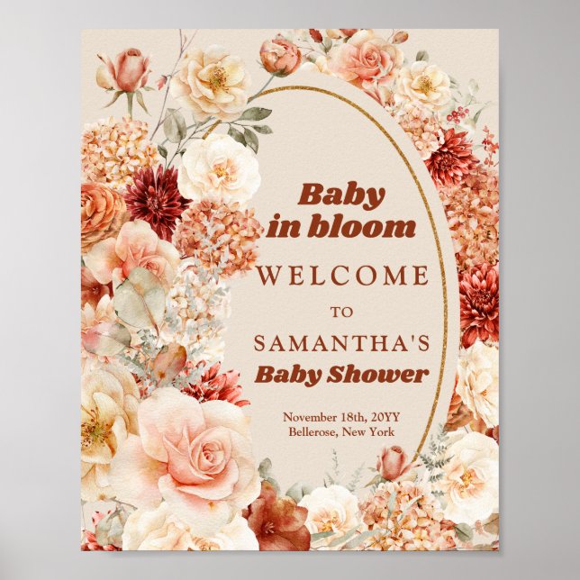 Poster Sinal de boas-vindas de aquarela (Frente)