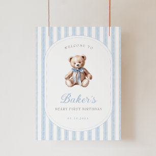 Poster Sinal de Boas-vindas de Azul do Urso Teddy