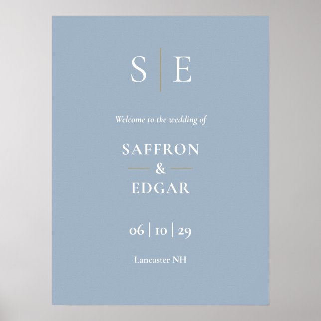 Poster Sinal De Boas-Vindas De Boas-Vindas De Monograma E (Frente)