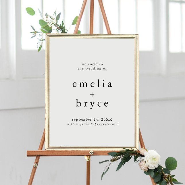 Poster Sinal de boas-vindas de Boho Neutral da EMELIA (EMELIA Neutral Boho Wedding Welcome Sign Template)