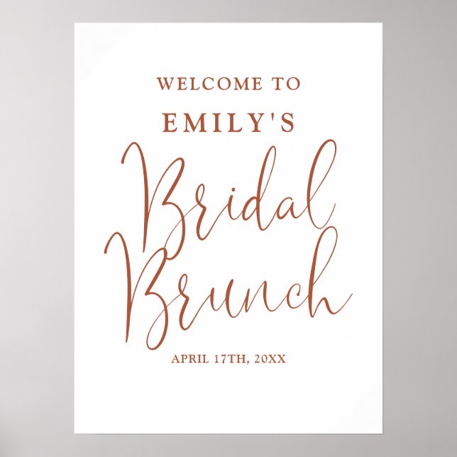 Poster Sinal de Boas-Vindas de Brunch de Noiva em Script  (Frente)
