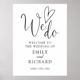 Poster Sinal de Boas-Vindas de Casamento Amamos Corações