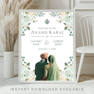 Poster Sinal de Boas-Vindas de Casamento Anand Karaj Flor