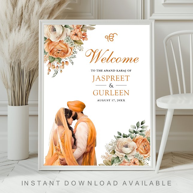 Poster Sinal de Boas-Vindas de Casamento Anand Karaj Flor (Criador carregado)