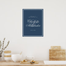 Sinal de Boas-Vindas de Casamento Azul-Marinho Cos