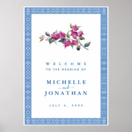 Poster Sinal de Boas-Vindas de Casamento Azul Mediterrâne