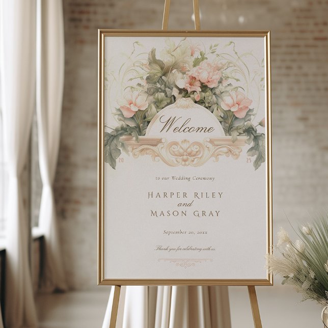 Poster Sinal de Boas-Vindas de Casamento Barroco (Criador carregado)