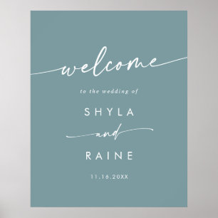 Poster Sinal de Boas-Vindas de Casamento Boho Chic Seafoa