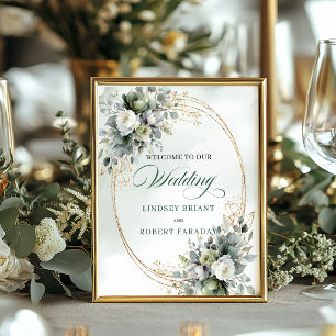 Poster Sinal de Boas-Vindas de Casamento Botânico Boho Cl