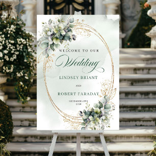 Poster Sinal de Boas-Vindas de Casamento Botânico Rústico