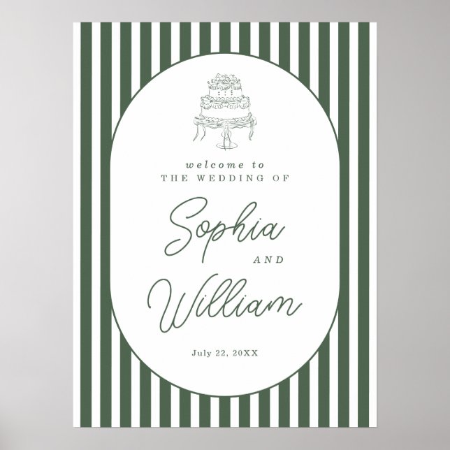 Poster Sinal de Boas-Vindas de Casamento Cabana Préppy co (Frente)