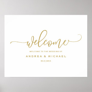 Poster Sinal de Boas-Vindas de Casamento - Caligrafia Sal