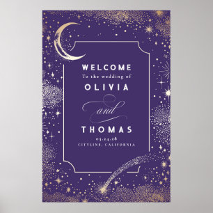 Poster Sinal de Boas-Vindas de Casamento Celestial Noite