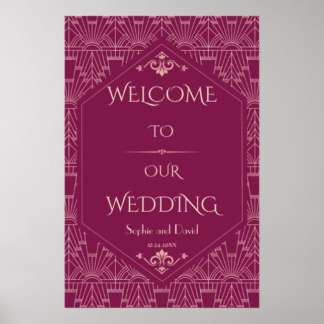 Poster Sinal de Boas-Vindas de Casamento Charm Cooper Gre (Frente)