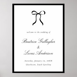 Poster Sinal de Boas-Vindas de Casamento Clássico com Laç