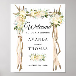Poster Sinal de Boas-Vindas de Casamento com Arco de Árvo