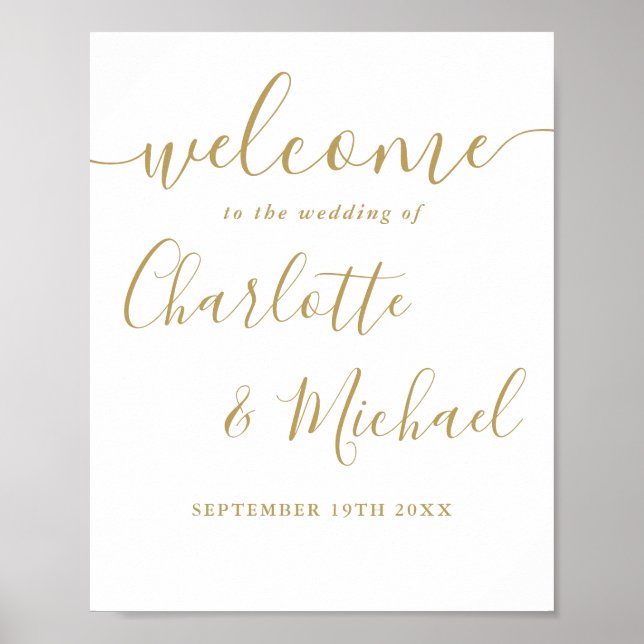Poster Sinal de Boas-Vindas de Casamento com Assinatura D (Frente)