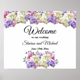 Poster Sinal de Boas-Vindas de Casamento com Buquê Floral