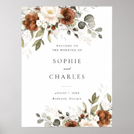 Poster Sinal de Boas-Vindas de Casamento com Creme de Fer