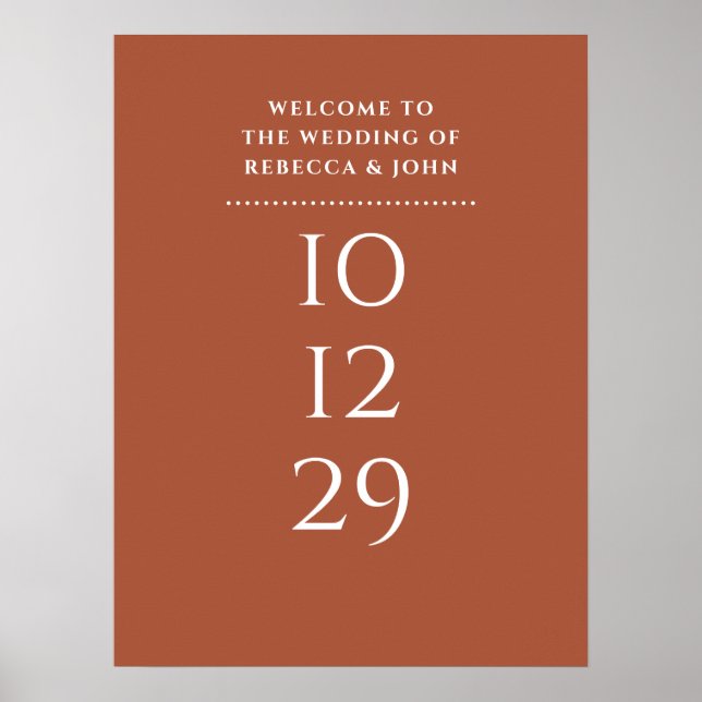 Poster Sinal de Boas-Vindas de Casamento com Data Especia (Frente)