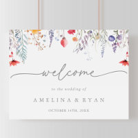 Sinal de Boas-Vindas de Casamento com Flores Silve