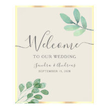 Sinal de Boas-Vindas de Casamento com Folhagem Rús