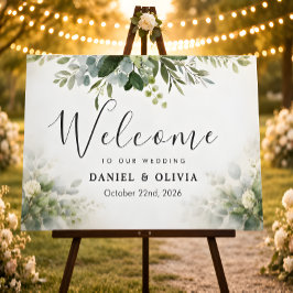 Poster Sinal de Boas-Vindas de Casamento com Folhagem Ver