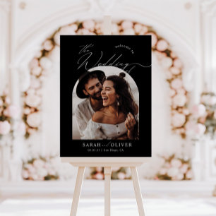 Poster Sinal de Boas-Vindas de Casamento com Foto em Arco