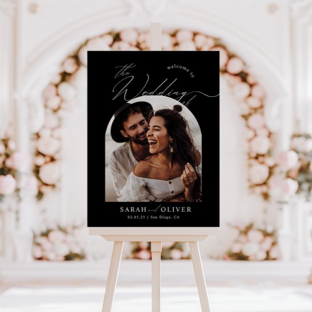 Poster Sinal de Boas-Vindas de Casamento com Foto em Arco (Criador carregado)