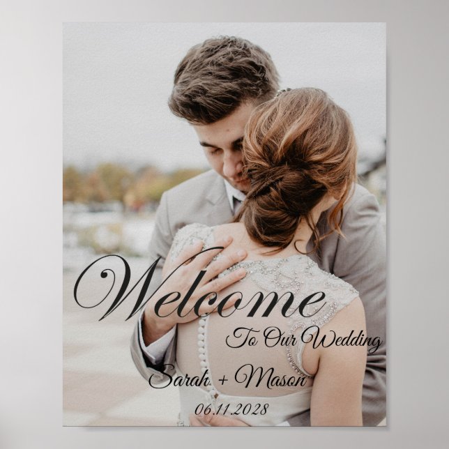 Poster Sinal de Boas-Vindas de Casamento com Foto em Letr (Frente)