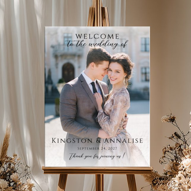 Poster Sinal de boas-vindas de casamento com foto, sinal  (Criador carregado)